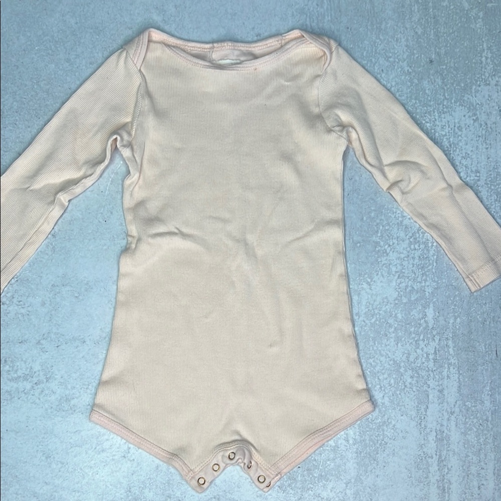 Flora And Henri Onesie body suit softest pink long sleeve sz 2 organic girls